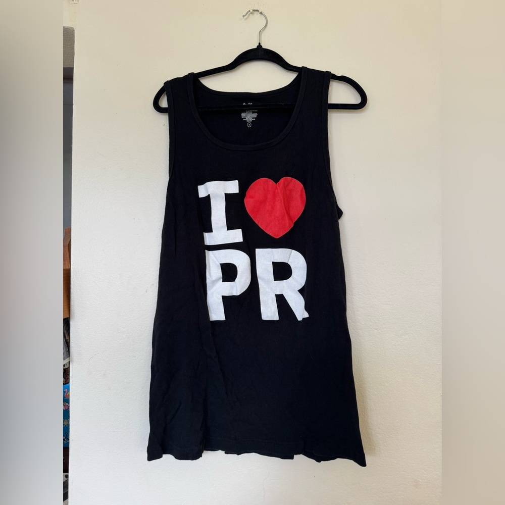 I love PR Tank Top Black Tshirt Dress Size Large